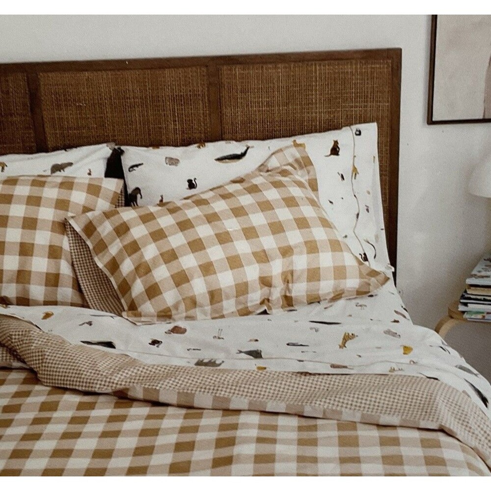 Gathre Gingham Reversible Twin Duvet Set 100% Cotton